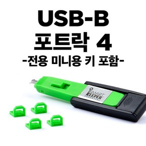 [스마트키퍼] 포트 잠금장치 스틱형 USB-B포트 락 스마트키퍼 BL04PKGN [그린/미니키1개+커넥터 4개], 1개