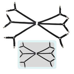 6방향 논슬립 침대 시트 고정 클립 일체형 1개 매트리스 고정 이불 고정 밴드, 블랙_