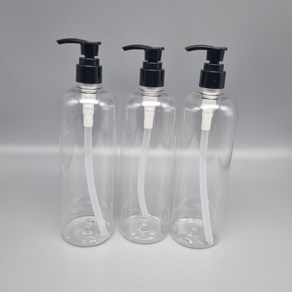 국산 샴푸 로션 세제 소분용기 공병 투명용기 500ml 펌프캡 포함 (3개), 1세트, 블랙펌프캡