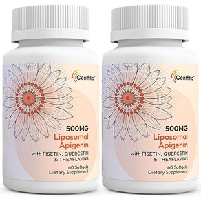 Cenffitio 리포솜 아피제닌 500mg 소프트젤 피세틴 케르세틴 테아플라빈 보충제 4개월 분량, 60정, 2개