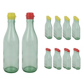 가인글로벌 청색 기름병350 유리병 참기름병 용기, (노랑 20개 + 빨강 20개), 1세트, 350ml