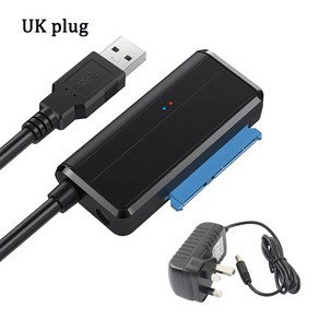 USB 3.0 SATA 어댑터 케이블 인치 SSD HDD III 하드 드라이브 디스크 지지대 외부 12V 2A 전원, 06 B With UK Plug, 1개