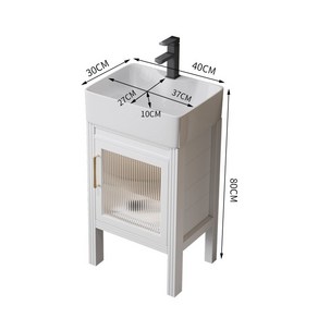 화이트 알루미늄 예쁜 세면대 미니 카운터 하부장 거울장, 4030 세면대