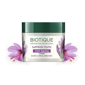 Biotique Saffon Youth Anti-Ageing Ceam Reduces fine lines Lightens dak Spots 50g, 1개