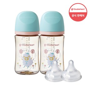 더블하트 모유실감 3세대 PPSU 디어프렌즈 트윈팩 240ml+젖꼭지(2입), 하늘을날꼬양, 3세대 젖꼭지M, 1개