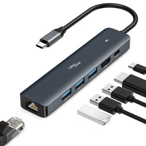 USB C타입 멀티허브 노트북 허브 HDMI 젠더 포트 확장 6in1, 1개