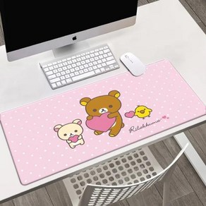 Rilakkuma 귀여운 마우스 패드 키보드 게임 액세서리 마우스 매트 사무실 컴퓨터 PC 게이머 노트북 책상 매트 테이블 매트, 1개, 23) 6 - 60x30 cm