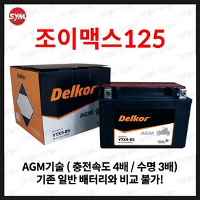 조이맥스125R 배터리 조이맥스 125 YTX-9 8Ah, 1개