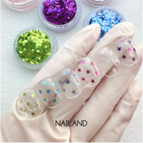 새틴광 미니 별 글리터 6종세트 NAILAND, 1세트, 6종