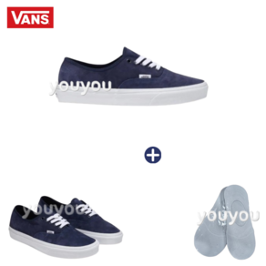 [Vic] Vans 반스 남여공용 어센틱 피그 스웨이드 네이비/화이트 + 국산 페이크삭스1P