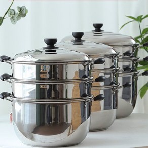 스텐 대형 찜냄비 퀸센스 스텐 대형 찜기 3단 (3size), 3단 스텐 찜냄비 32cm, 1개