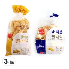 삼립 버터롤 1개 + 한아름 땅콩 소보루 1개, 3세트, 740g