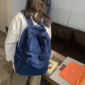 DFMEI 홈 새로운 Schoolbag 여성 하라주쿠 스타일 레트로 데님 블루 대용량 배낭