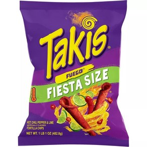 [미국내수용] 타키스 푸에고 핫 칠리 페퍼 & 라임 콘 스낵 대용량 Takis Fuego Hot Chili Peppe & Lime Con Snack, 1개, 482.8g