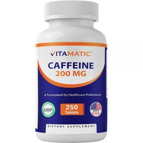 Vitamatic 카페인 알약 1회 제공량당 200mg 채식주의자 태블릿 250정, 1개