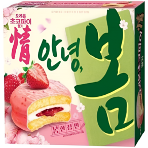 오리온 초코파이 봄 담은 딸기 12P 408g 봄 한정판 간식, 4박스