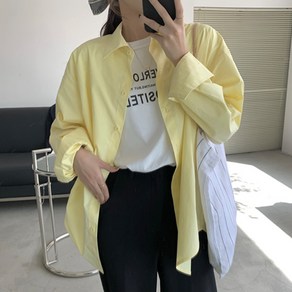 마이쏭 브로즈루즈핏카라셔츠 빅사이즈 롱셔츠 카라셔츠 긴팔남방 무지