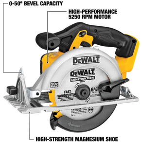 디월트 6-1/2인치 20V 원형 톱 그라인더 DCS391B (본체만) / DEWALT 6.5 Inch Cicula Saw, 1개