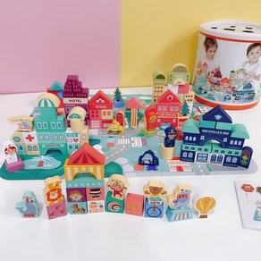 서커스 원통 원목 블럭 숫자 동물 장난감 완구 120pcs 파우치, 1개