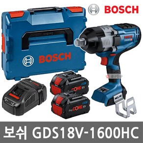 보쉬 GDS18V-1600HC 충전 임팩트렌치 하이토크 3/4 임팩렌치 PoCORE 18V 8.0Ah 배터리 2팩, 1개