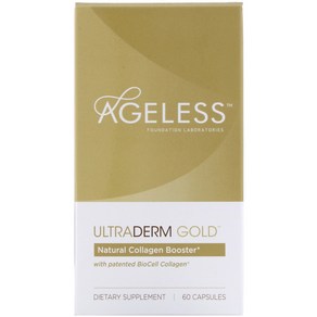 Ageless Foundation Laboatoies UltaDem Gold 특허받은 BioCell Collagen 함유 천연 콜라겐 부스터 캡슐 60정, One Colo, One Size, 2kg, 1개