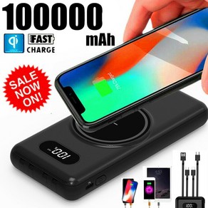 ARTECK®100000mAh 한국 고속 무선 충전 보조 배터리 휴대용 외부 배터리, 임의의 색상