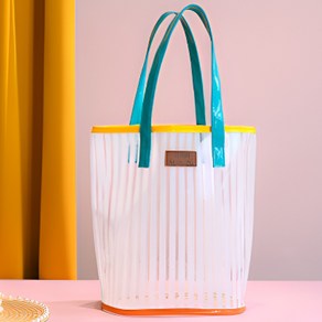 유루카 물빠짐 목욕가방 수영가방 매쉬 물놀이가방 PVC 방수, [White]화이트