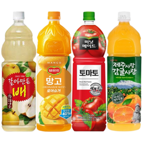 [한번에먹자] 1.5L 4종 과즙음료 혼합세트 ( 갈아만든배 + 망고 + 토마토 + 제주감귤 )