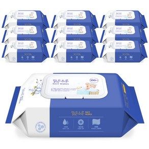 실속형 알뜰형 물티슈 캡형 100매 10팩 10단계정수사용 캐모마일함유, 10개, 100개입