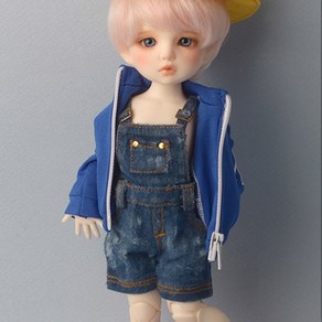 돌모아 구체관절인형의상 26cm USD 유딩옷 워싱 멜빵 반바지 Dea Doll Size - Mayya Washed Out Style Ovealls Pants (Blue), 블루, 1개