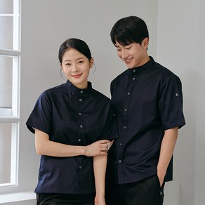 반팔 스탠딩 카라 베이직 조리복 / TC 32수 원단 / 화이트 블랙 네이비