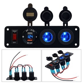 5V/3.4A; 9V/2.5A; 12V/2A QC3.0 포트 충전기 소켓 전원 출력 담배 라이터 소켓 패널 출력 과전류 보호, 1개