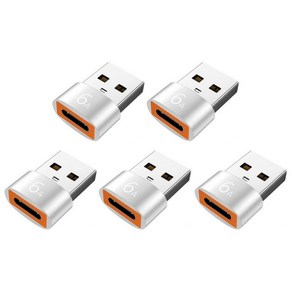 제이스마트 6A 고속 C타입 to USB A 3.0 변환젠더, 2cm, 실버, 5개