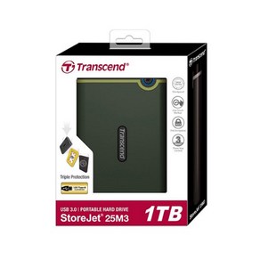 트랜센드 충격방지용 외장HDD Transcend StoreJet SJ25M3E (1TB/그린) (USB3.1) 파인인포