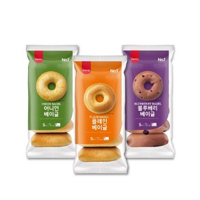 삼립 냉동 베이글 5입 1봉 어니언 플레인 블루베리, 냉동 베이글 플레인 5입 1봉, 1개, 100g