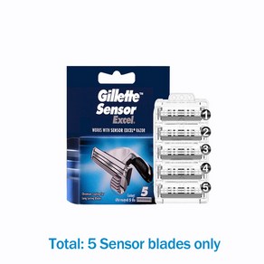 Gillette-센서 엑셀 면도날 남성용 리필 벡터 3 안전 수염 면도기 선물 샤프 교체 헤드, [03] senso 5blade only, 03 senso 5blade only