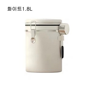 304Stainless steel 원두커피통 스푼부여 음식 보관함 저장함 밀봉통, 화이트, 1.8L, 1개