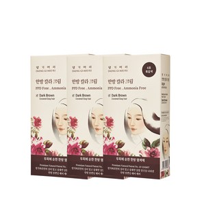 [댕기머리]모발 손상케어 염색약 한방 칼라 크림 6호 흑갈색 3개
