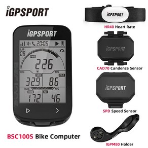 자전거속도계 GPS IGPSPORT-BCS100S 자전거 컴퓨터 BLE ANT + 2.6 인치 IPX7 c타입 40H 배터리 수명 자동 백라이트 GNSS 스톱워치 IGS, 1)BSC100S, 1개