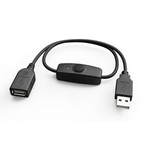 USB 스위치 2.0 여성 남성 확장 케이블 리드 전원 켜기/끄기 스위치 USB 데이터 연결, 50cm, 1개