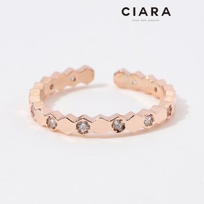 CIARA 14K Chiei 엣지포인트 헥사곤 크라운 반지(GoldPlated)