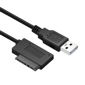 usb 2.0 어댑터 변환기 케이블 미니 sata ii 컴퓨터 케이블 커넥터 노트북 cddvd om 드라이브 13 핀 0.35m sata usb 2.0, 협력사, 검은 색, 1개