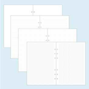 [속지] 줄 격자 점 무지 : 6공 다이어리 속지 리필내지, 격자노트(GRID), 80p