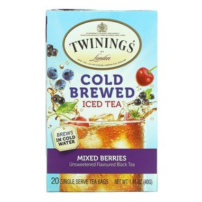 Twinings 콜드 브루 아이스티 무가당 가향 홍차 혼합 베리 맛 1인분 티백 20개 40g(1.41oz), 2g, 20개입