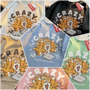 [YUEYO] 26수 면티셔츠 고양이 반팔티 크레이지 치즈냥 CRAZY