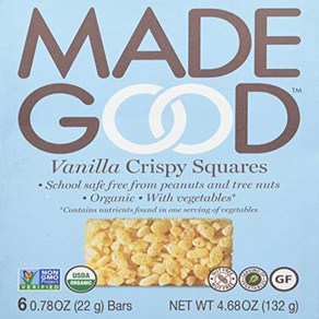 Made Good Cispy Squaes Vanilla 4.68 Ounce Made Good 크리스피 스퀘어 바닐라 4.68온스, 208.65g, 1개