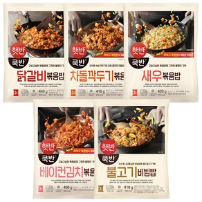 햇반 CJ 비비고 볶음밥 5종 (닭갈비볶음밥+차돌깍두기볶음밥+새우볶음밥+베이컨김치볶음밥+불고기비빔밥), 1개, 400g