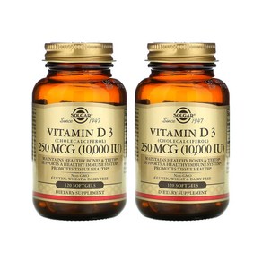 솔가 비타민D3 콜레칼시페롤 250mcg(1000IU) 120 소프트겔 [2통] Vitamin D3 (Cholecalcifeol), 120정, 2개