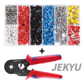 JEKYU 펜홀단자1200pcs 압착기1개 페룰 펜홀 페놀 ferrule 핀 단자 커넥터 터미널 디오일렉 크림프 배선 전선 연결