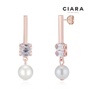 CIARA 14K Saleno 스틱 오블롱스톤 진주 귀걸이(GoldPlated)